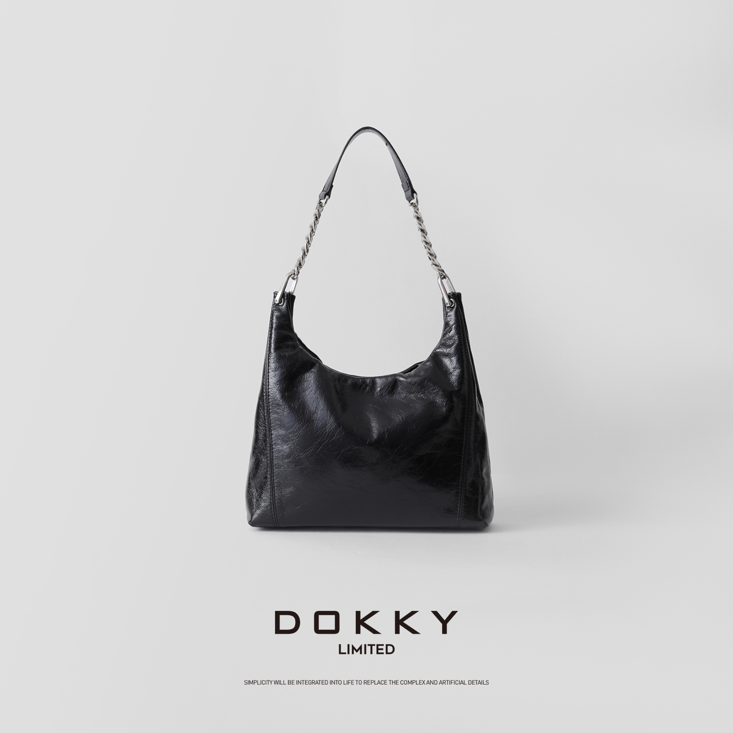 双旦【巴黎*怀旧包】DOKKY丨头皮牛层丨褶皱纹理腋下链条托特包