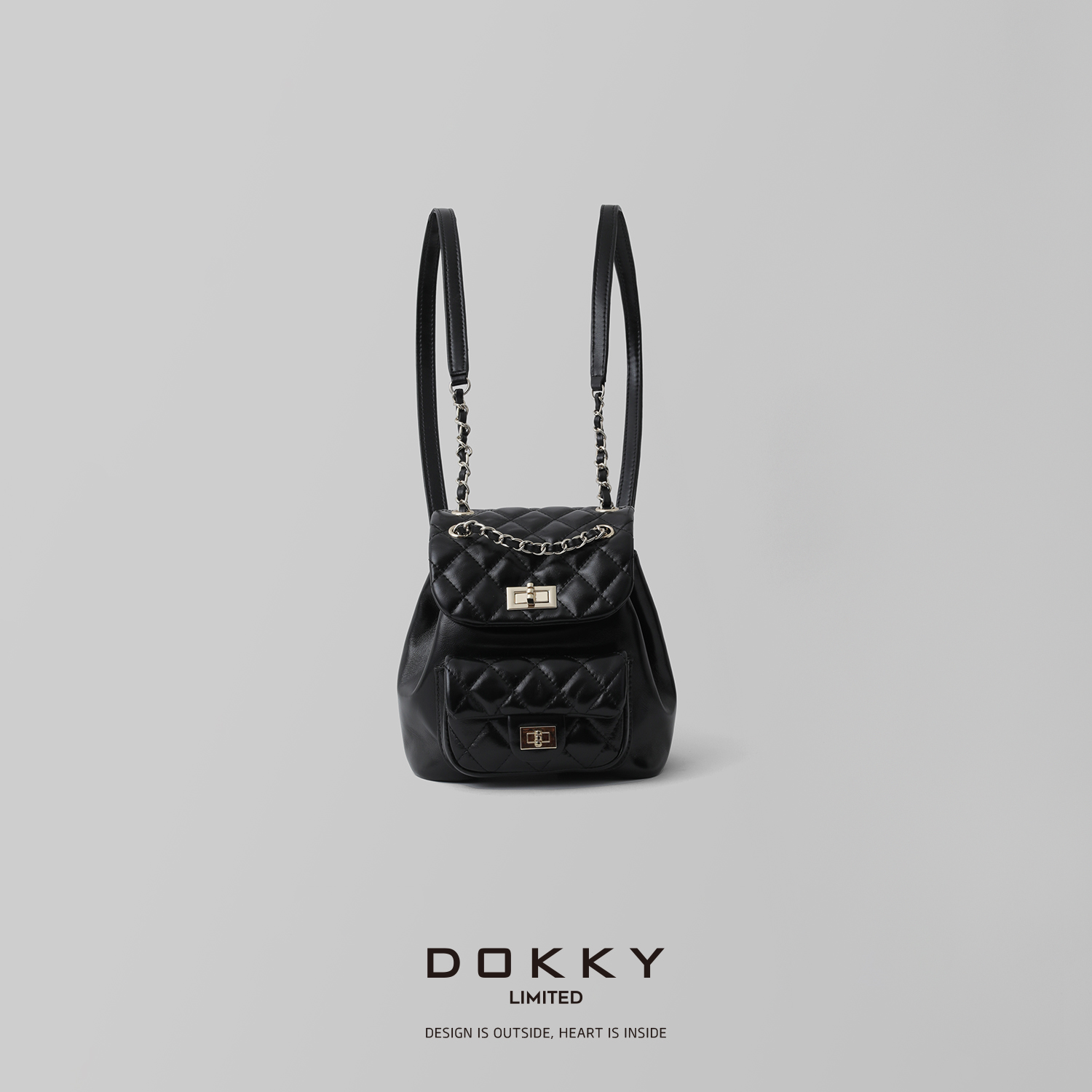 双旦【爱丁堡双肩包】DOKKY小香*家丨头层牛皮丨时髦链条双肩包