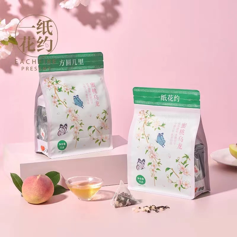一纸花约蜜桃乌龙茶茉莉乌龙茶水果茶三角茶包冷热袋泡茶方圆几里