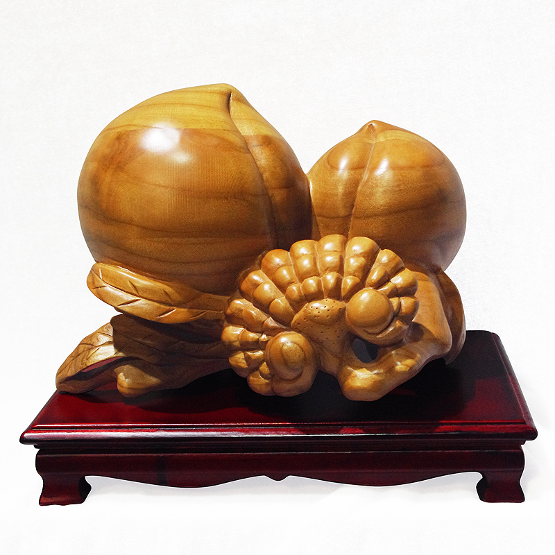 桃木王桃木桃子木雕寿桃家居礼品灵芝仙佛桃福寿无边手工雕刻摆件
