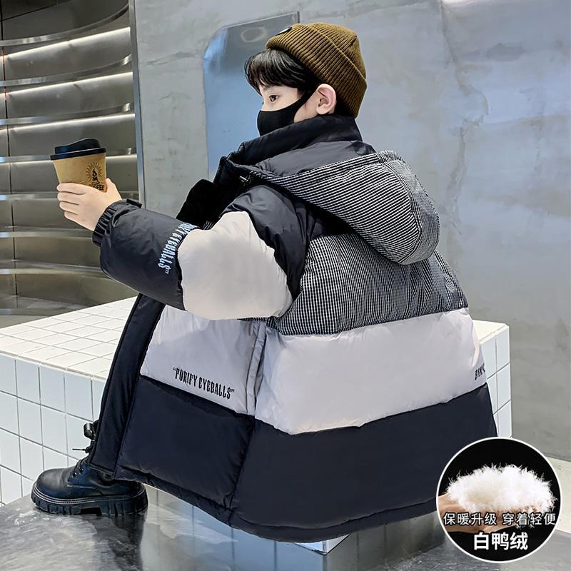 巴拉巴拉男童冬装潮牌羽绒服2023新款儿童装连帽外套运动白鸭绒保
