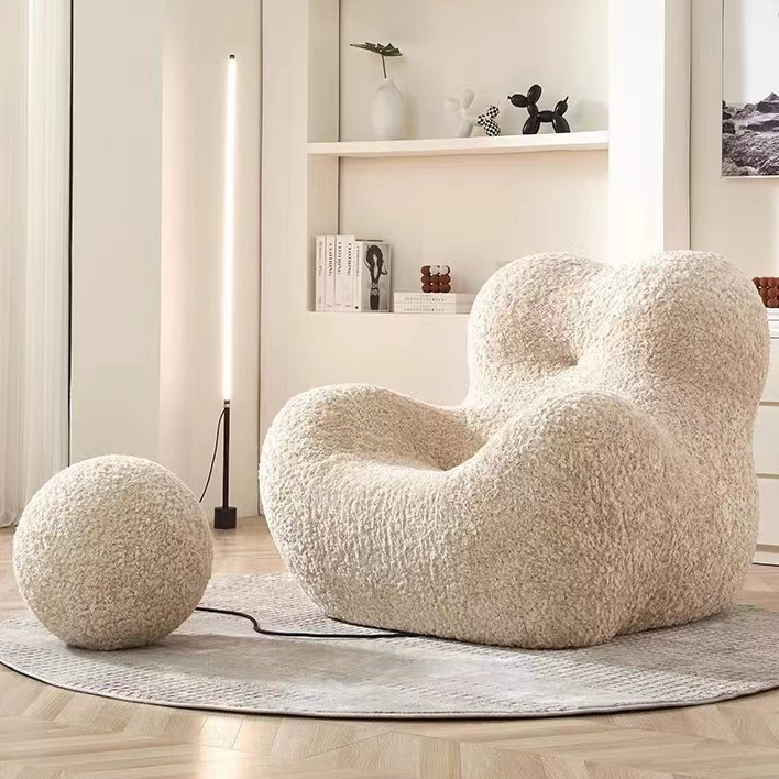 妈妈抱毛绒落地简约单人椅客厅异形阳台创意可爱轻奢防撞沙发个性