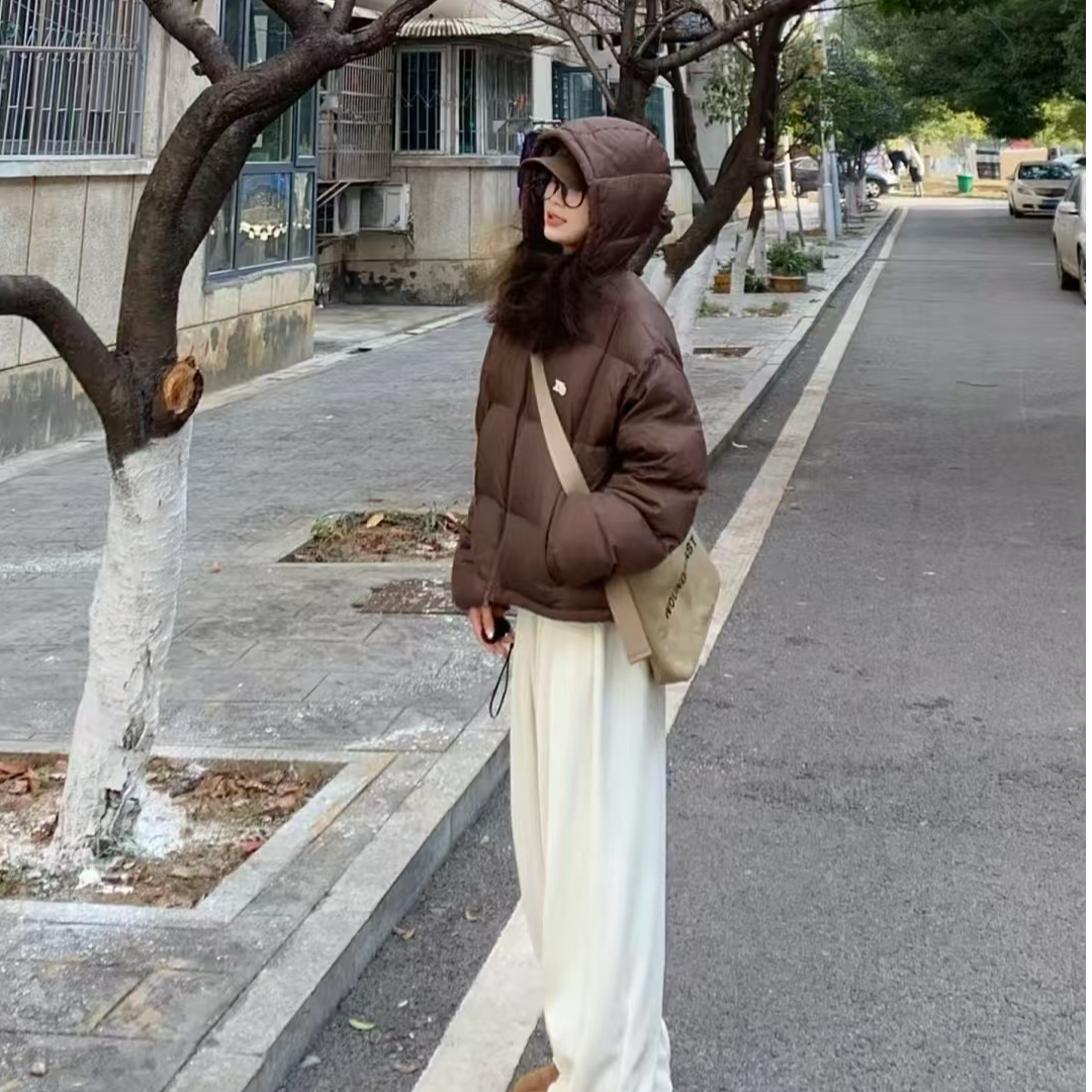棉服时尚加厚韩版冬季百搭保暖简约宽松秋冬网红圆领立领显瘦