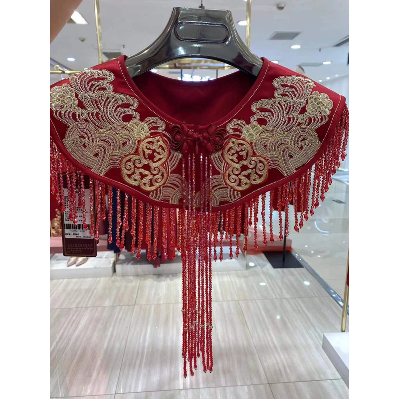云肩高端婚礼喜妈妈敬酒服迎宾礼服搭配简约时尚搭重工刺绣披肩