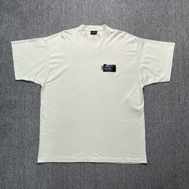 Balenciaga 米色可乐胶带短袖/3码/存放/11744