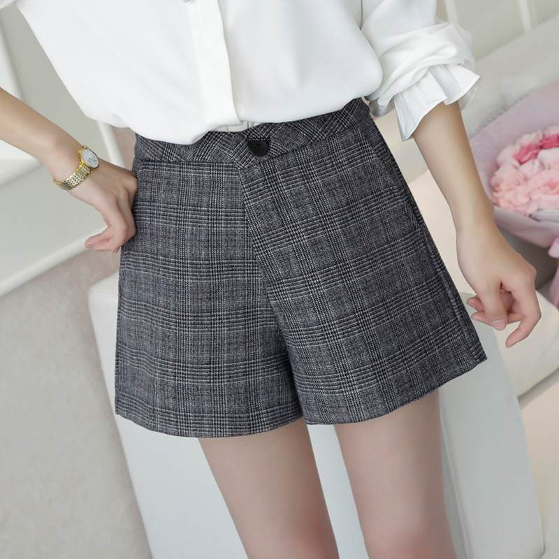 格子韩版秋冬新款显瘦高腰西装A字休闲裤外穿靴裤女秋裤1103