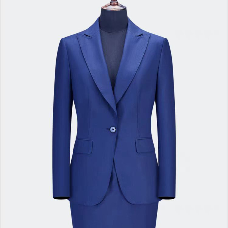 戗驳领西装外套女四季款面试正装宝蓝色修身时尚气质西服上衣0302