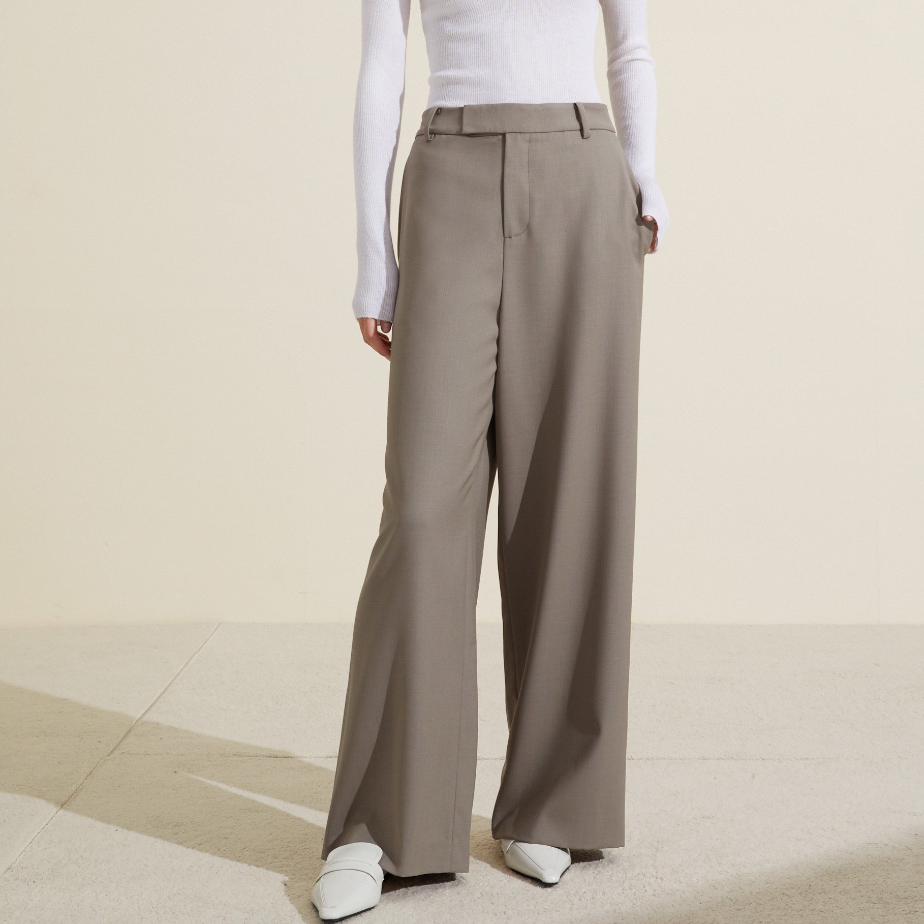 CLEAR BREEZE直筒中高腰羊毛西裤秋冬针织时尚休闲裤421387215