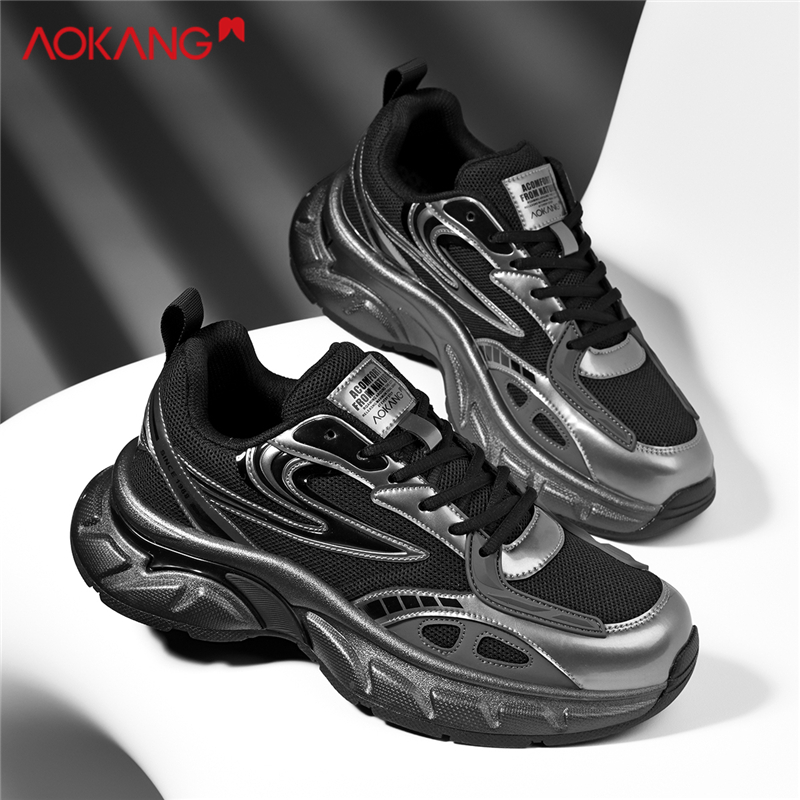Aokang/奥康官方旗舰官网男鞋品牌正品老爹鞋男增高黑武士运动鞋