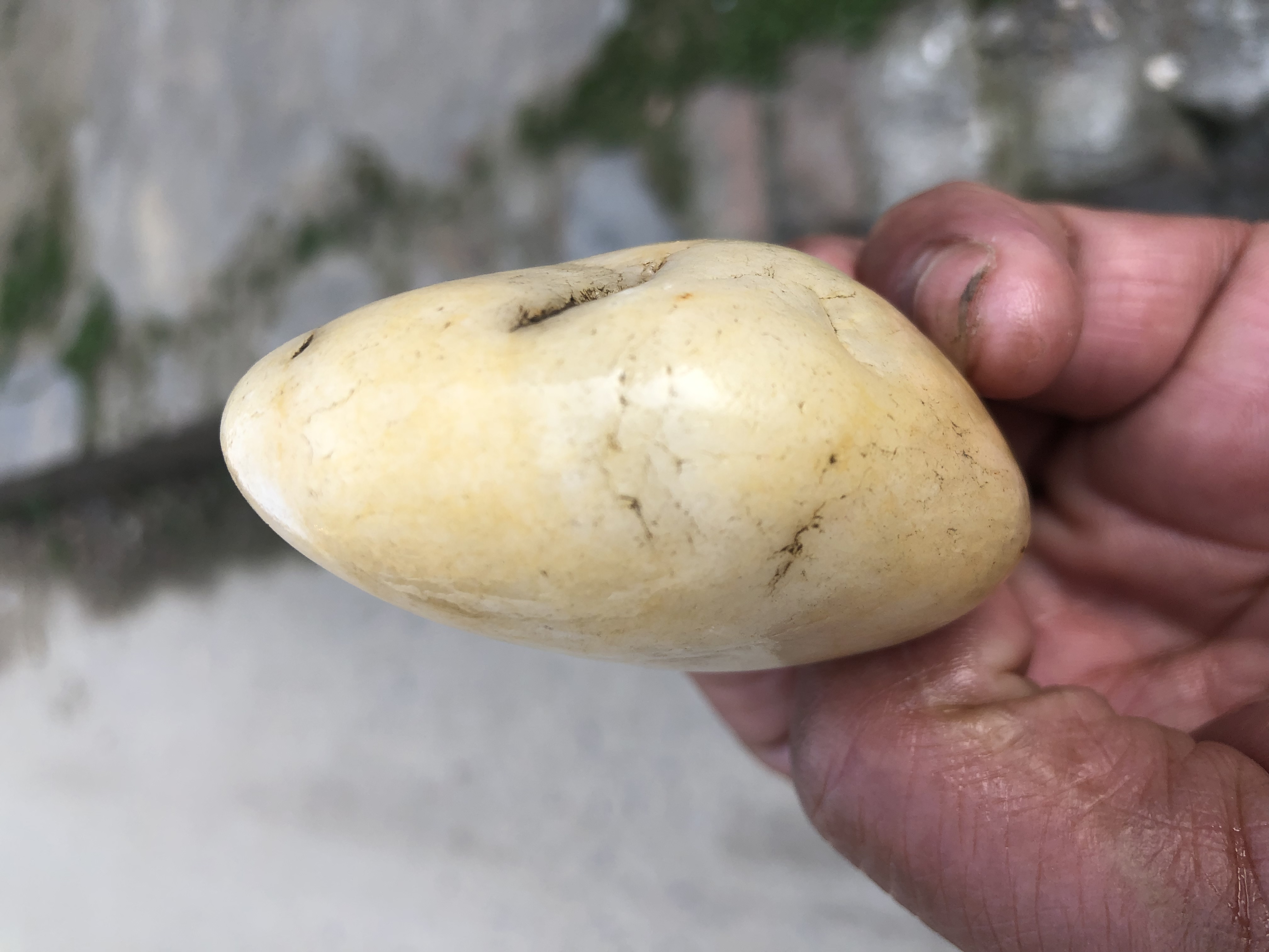 汉江奇石 黄黑相互俏色形成的佛一尊