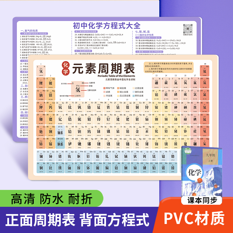 2025款化学元素周期表卡片初中数理化方程式初中化学公式双面