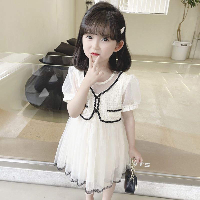 新款夏季女宝宝夏装网纱中小童女童连衣裙公主裙2025洋气儿童裙子