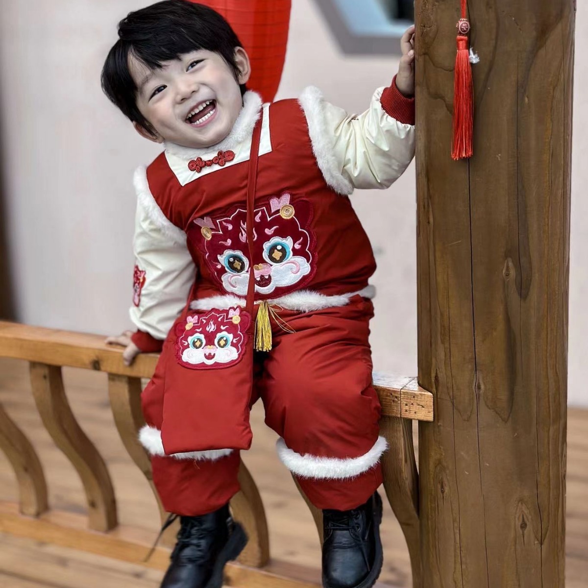 男童汉服拜年服冬款儿童唐装中国风龙年新年喜庆衣服宝宝过年加绒