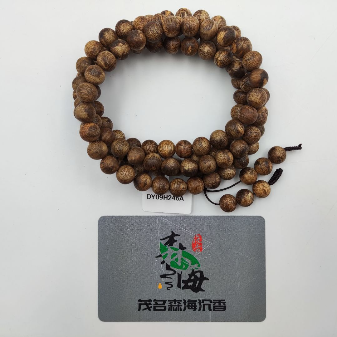 DY09H246A电白种植绿奇楠沉香佛珠手串多圈圆珠卡约9mm重约24.6g