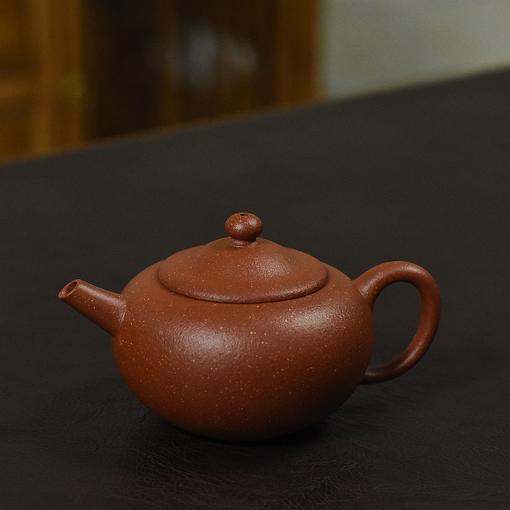 明式圆珠摹朱勤勇款150cc薄胎原矿精挑红降坡宜兴茶道紫砂壶