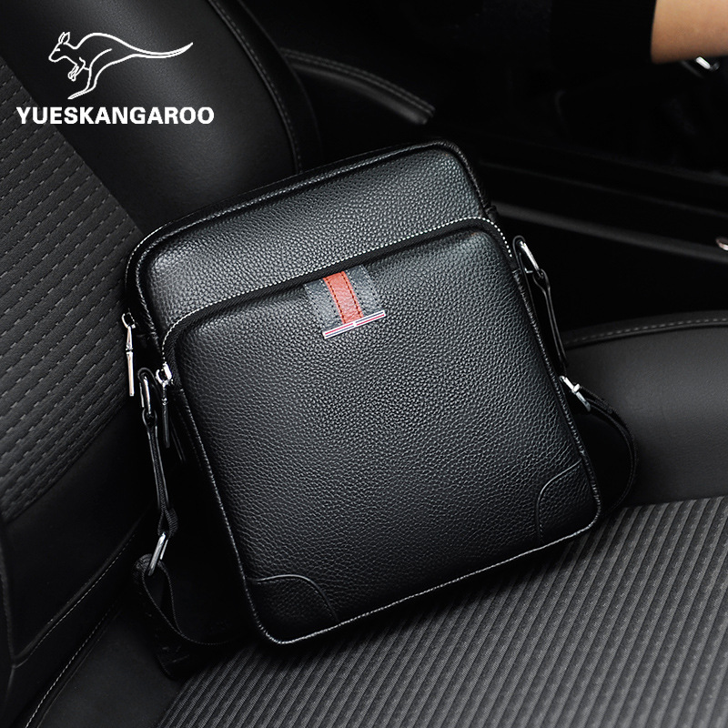 男包真皮单肩斜挎包头层荔枝纹牛皮时尚潮流外贸跨境质感商务百搭