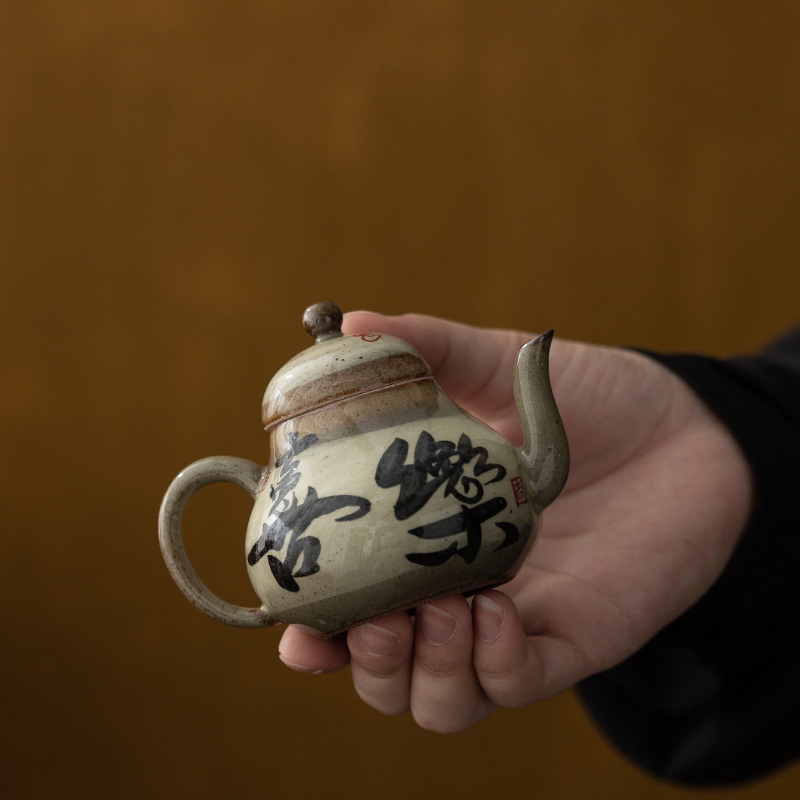 手绘复古老陶泥茶壶单壶带过滤复古中式家用泡茶壶功夫茶具泡茶器