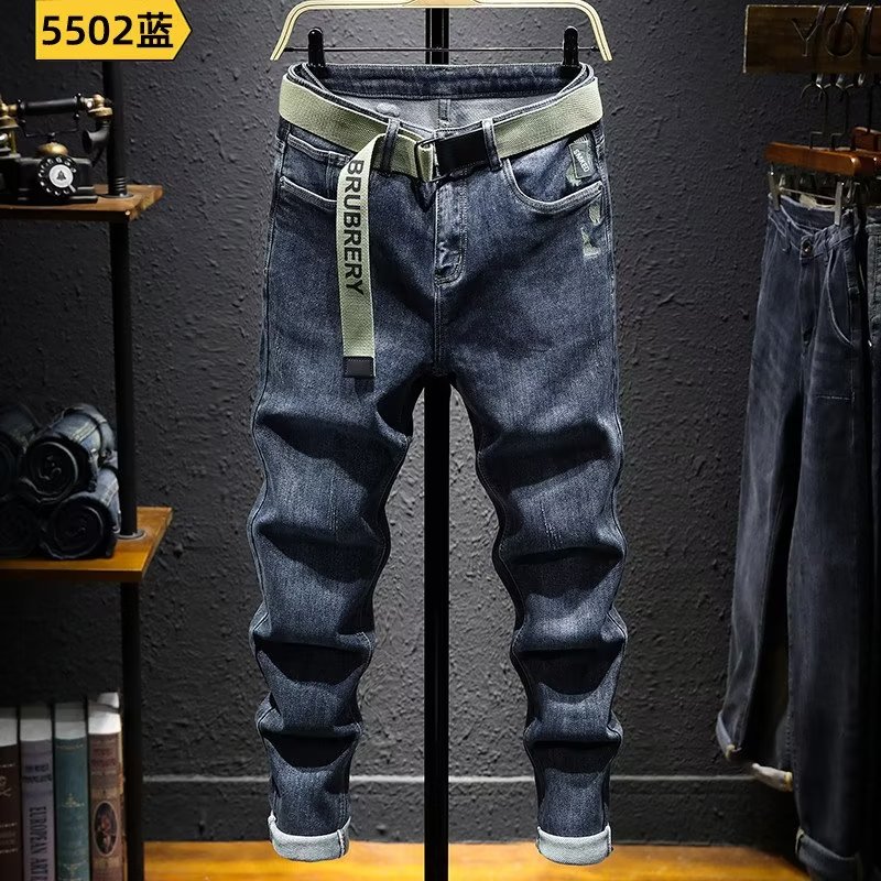 2023春秋季新品牛仔裤男士潮流修身小脚美式休闲高街潮牌长裤子