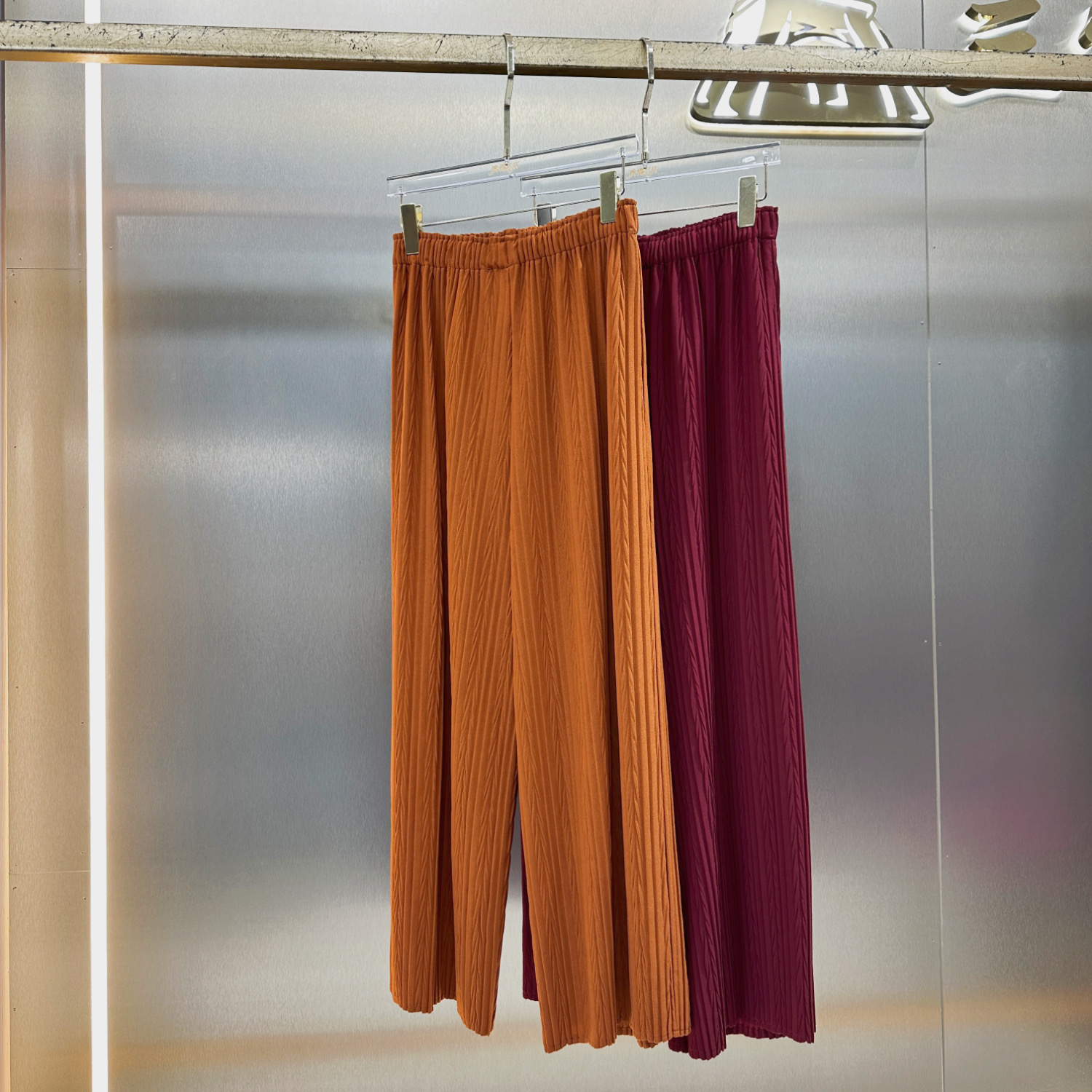 三宅褶皱2024秋季新款纯色小麦穗褶裤子休闲百搭直筒裤长裤