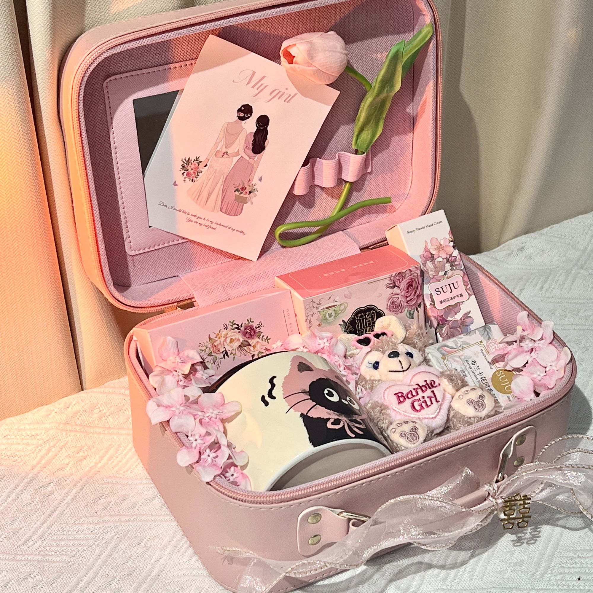 【雪莉玫】超实用结婚伴娘礼婚礼高档皮质手提化妆包送闺蜜生日礼物