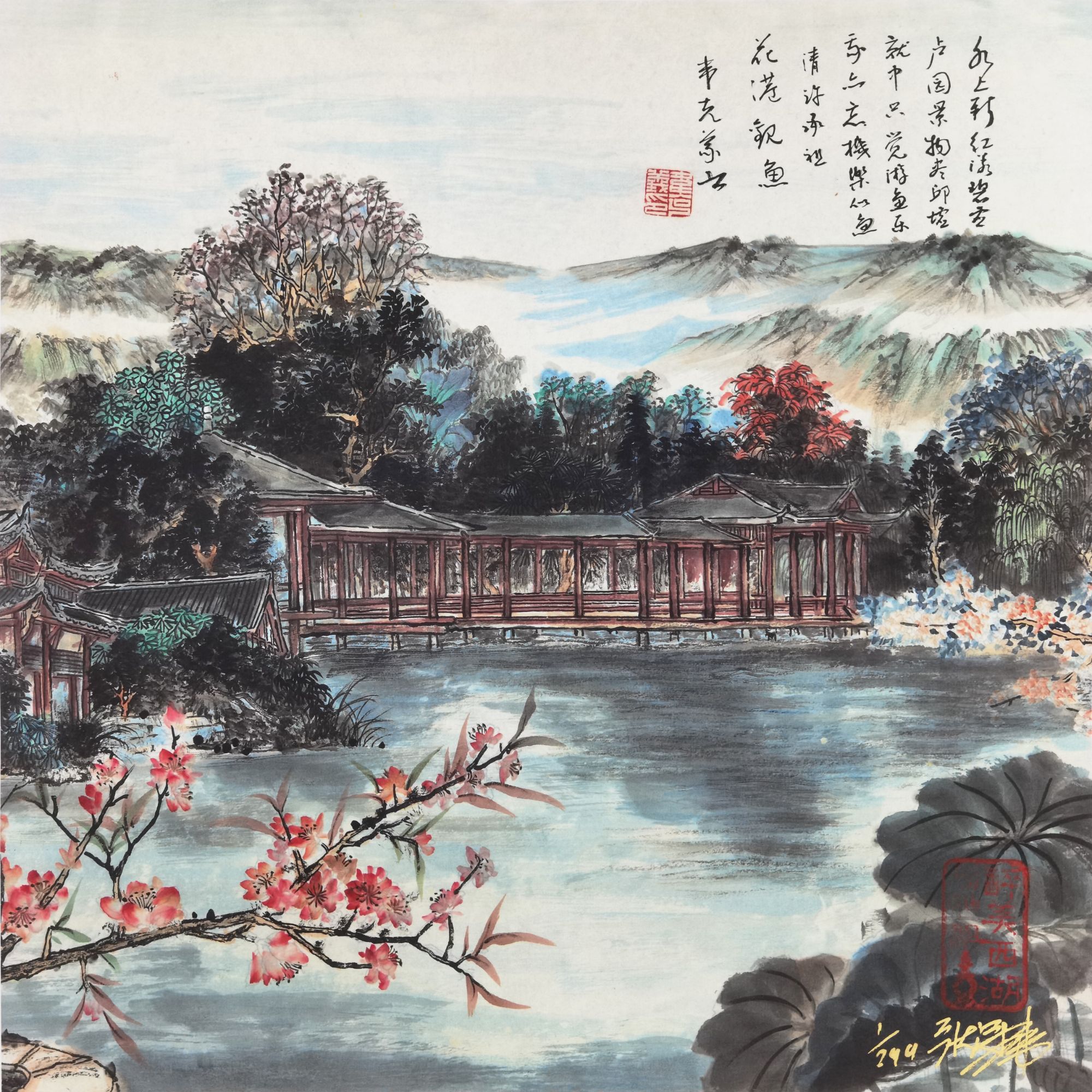 西湖十景版画收藏传家客厅玄关书房老板办公室茶楼会所饭店装饰