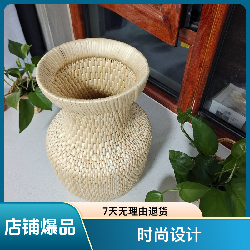 传统手工艺品柳编大升斗柳编收纳筐米筐斗容器结婚嫁娶影视道具