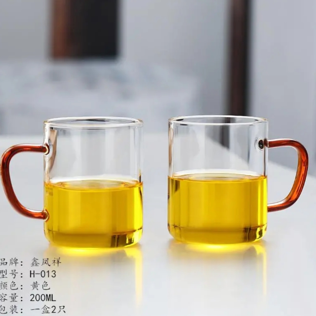 鑫凤祥喝茶杯客厅家用把杯透明高硼硅玻璃耐热牛奶咖啡绿茶玻璃杯