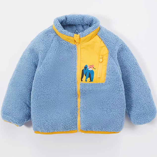 毛绒拼色长袖羽绒内胆#14182217儿童女童婴儿洋气加绒加厚冬季