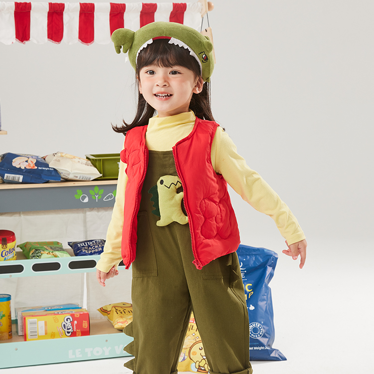 乐眸立体贴花白鹅绒马甲#34181123儿童宝宝外穿轻薄秋冬保暖卡通