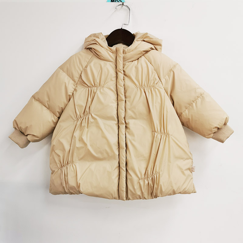 24181476长款抽皱羽绒女童保暖羽绒服