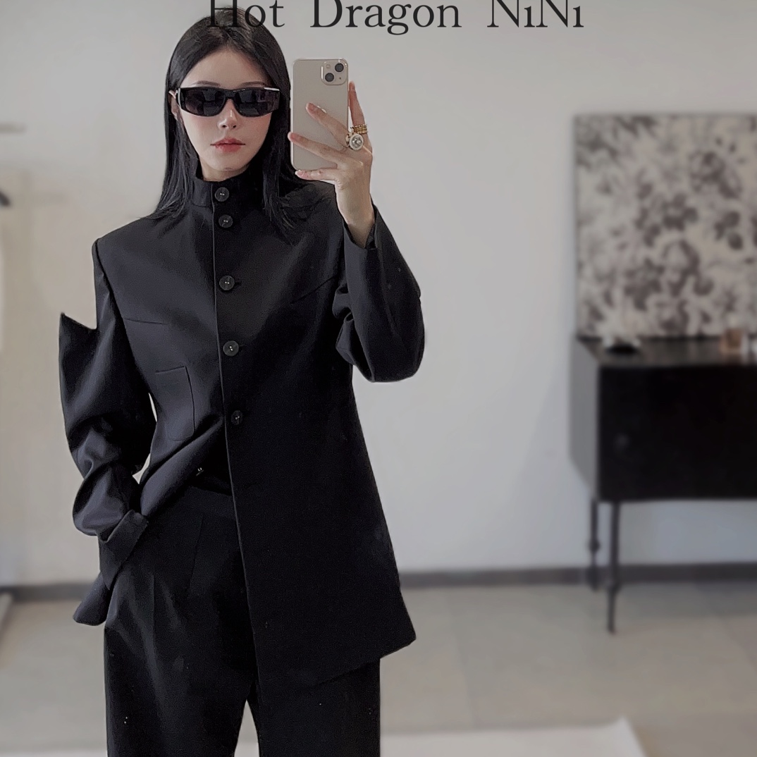 「HotDragonNiNi」设计师品牌海王衩袖中山装西装外套超酷