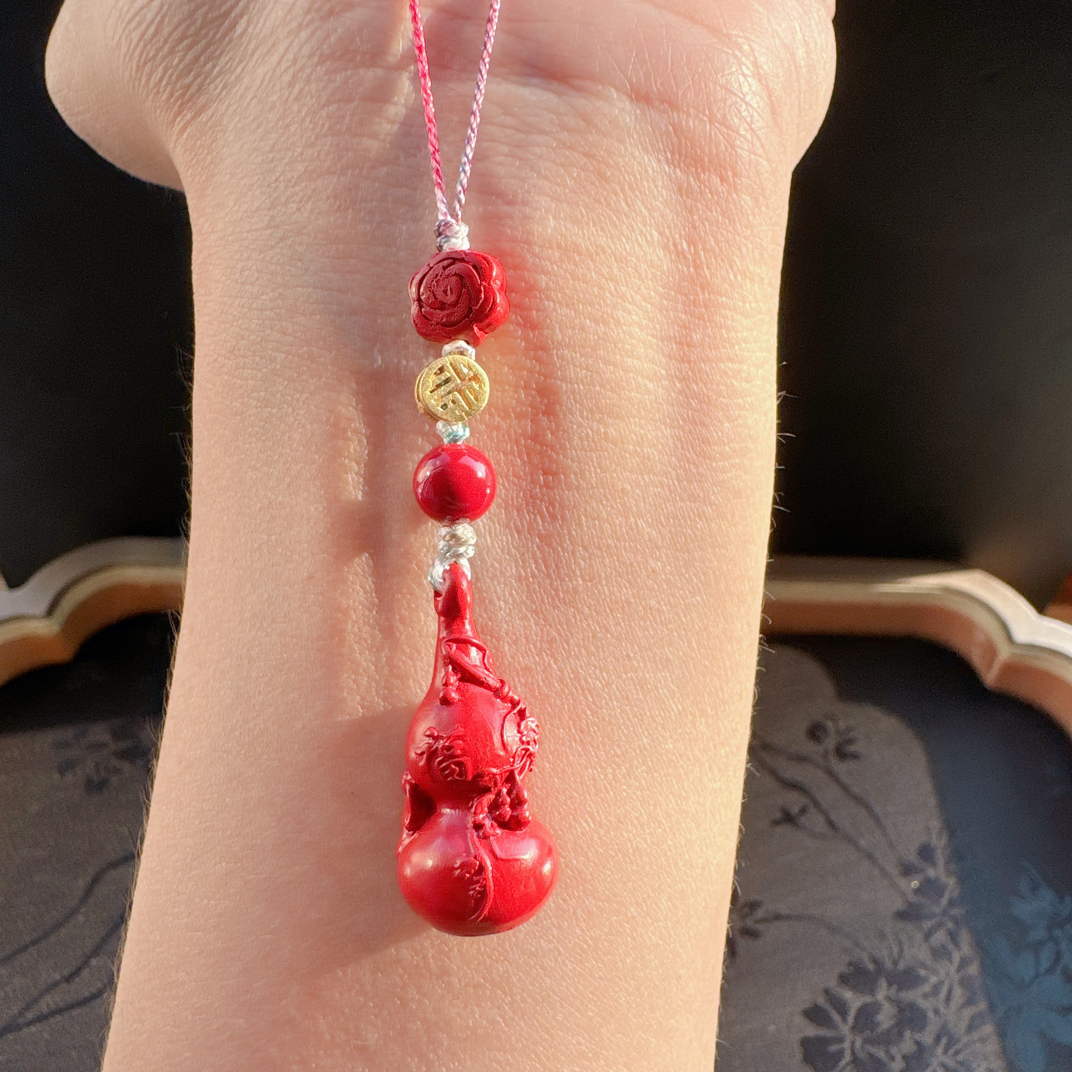 含辰砂工艺品天然辰砂真朱砂立体福葫芦DIY手工设计手机链包挂