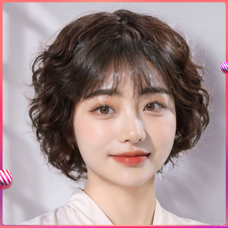 假发真发全真人发中老年短卷发假发套妈妈全头套女士自然假发女款