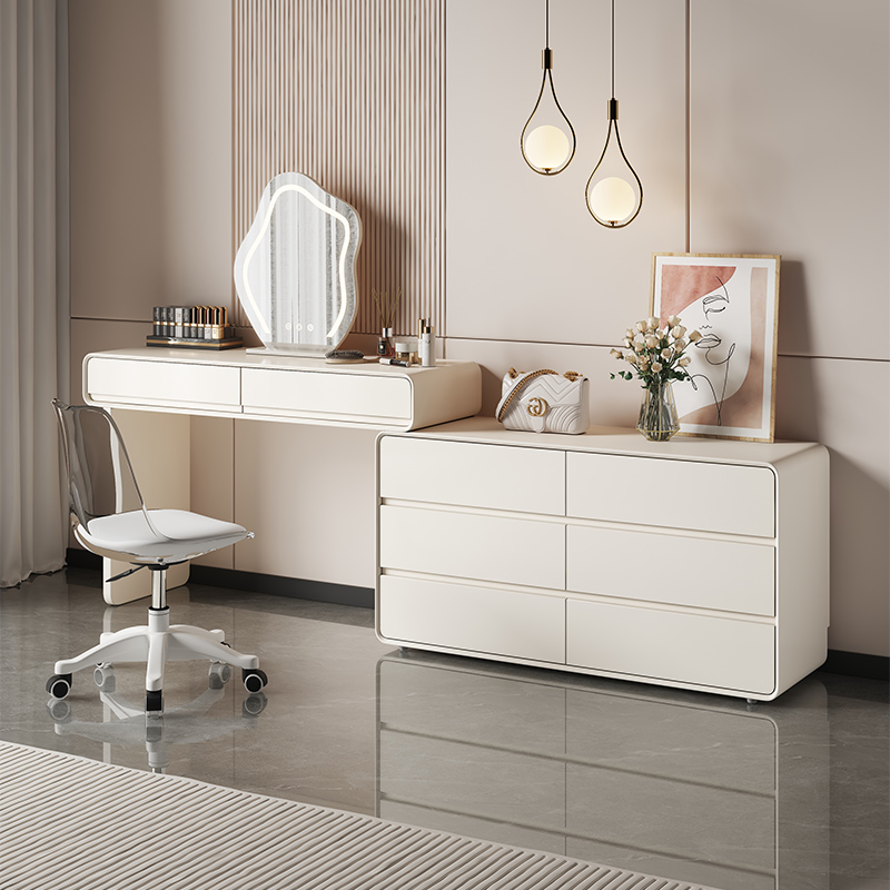 【双十一特惠】主卧全实木烤漆梳妆台收纳床尾斗柜一体奶油风化妆桌
