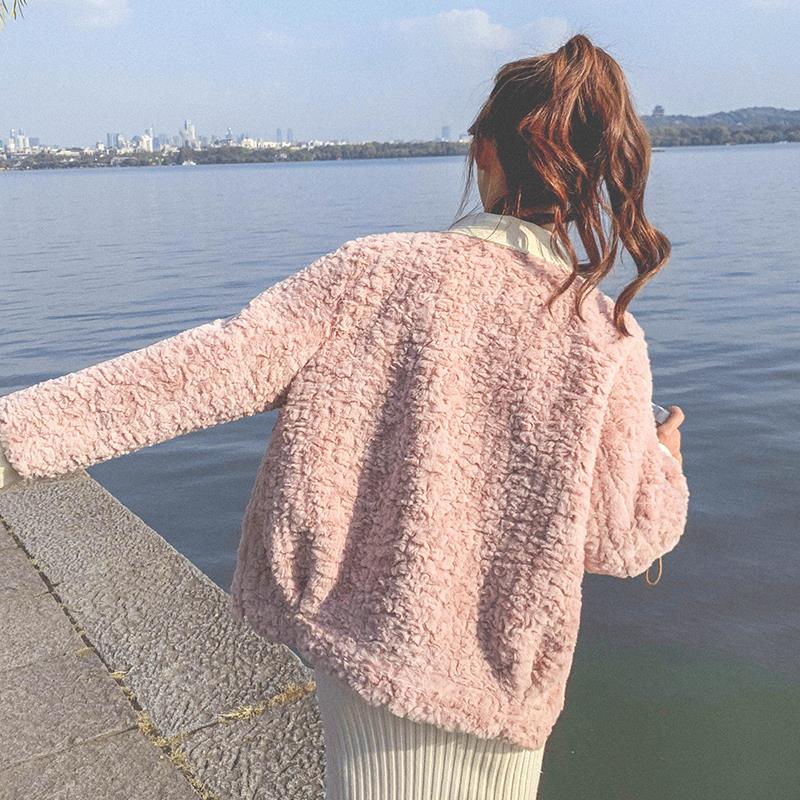 秋冬新款仿羊羔毛棉服外套女加厚保暖美拉德穿搭短款毛绒上衣外穿