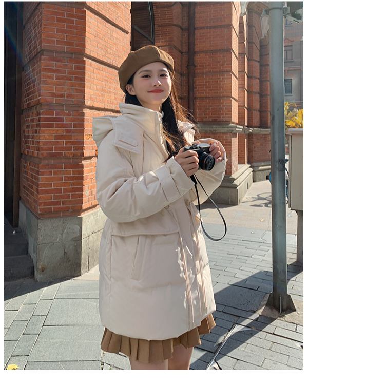 红色羽绒女中长款2023冬季新款韩版时尚连帽加厚保暖外套潮大码