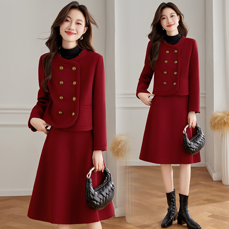 法式小香风毛呢套装裙女2025秋冬新款时尚气质名媛风半身裙两件套
