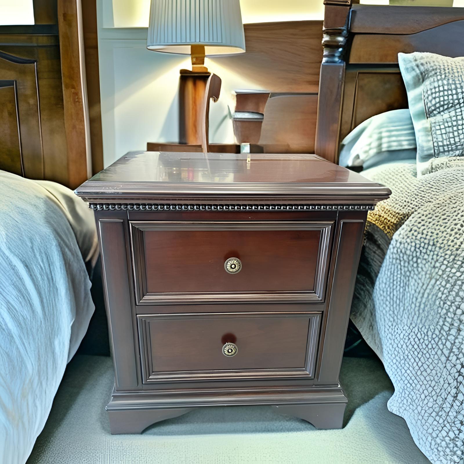 美式大气轻奢复古全实木床头柜储物柜卧室高档柜子高60x长55X宽43