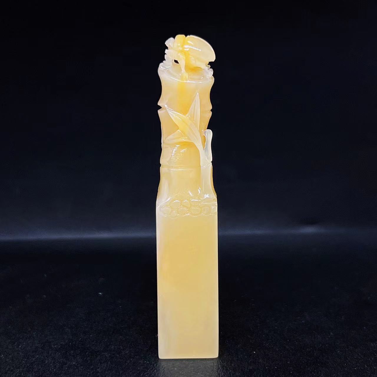 一石伴刻 北部田黄结晶富甲一方竹节纯手工篆刻书法书画定制印章