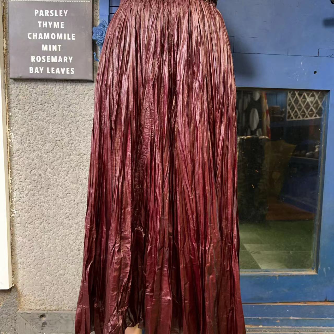 【清仓】欧洲站2025春夏褶皱洋气质高档端时尚百搭半身裙LH