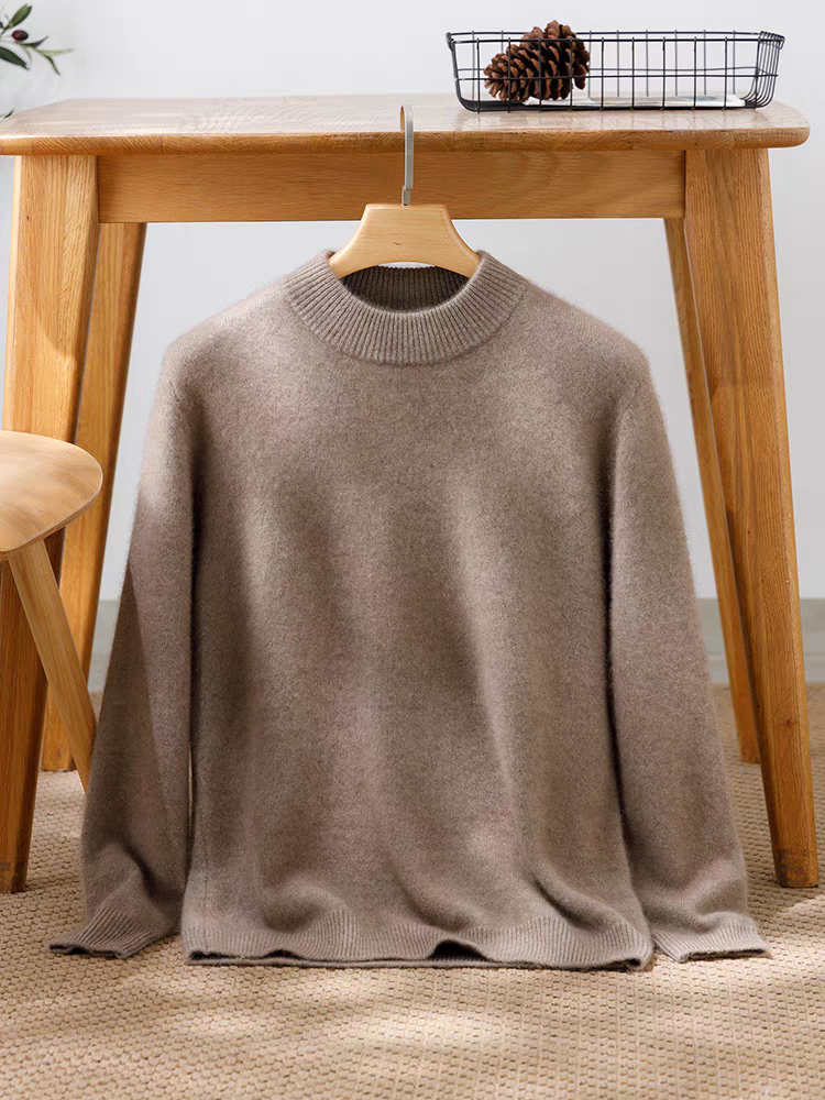 新品 小山羊绒100%纯山羊绒半高领双股加厚半高领男士打底衫