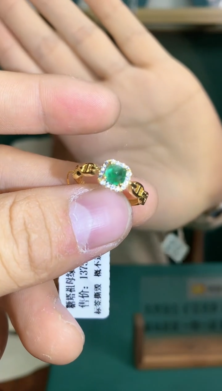 【闪购商品】祖母绿戒指银S925镶嵌..a-744