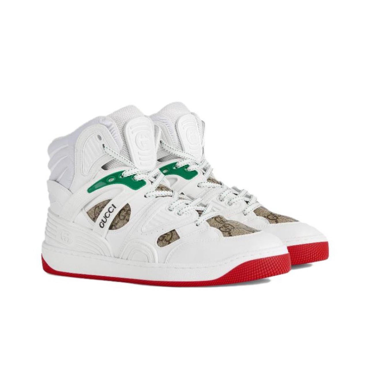 全新未使用 GUCCI/古驰   男款 basket联名白色高帮板鞋