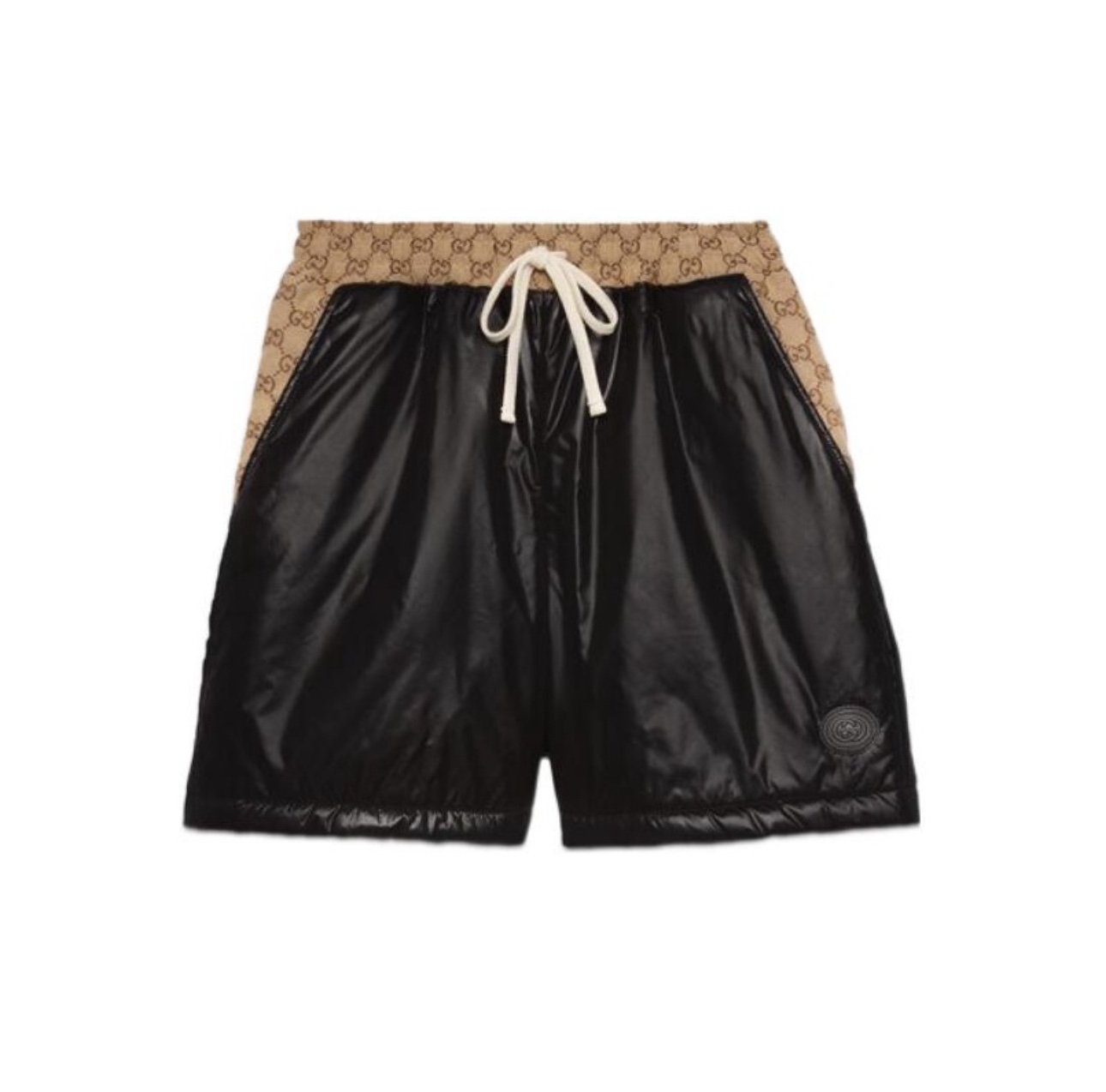 全新未使用 GUCCI/古驰 国现  女款黑色老花拼尼龙短裤