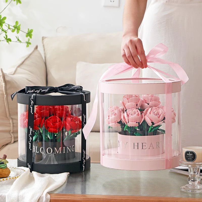 玫瑰花积木花束diy拼装生日闺蜜女孩女友新年女生新婚礼物情人节