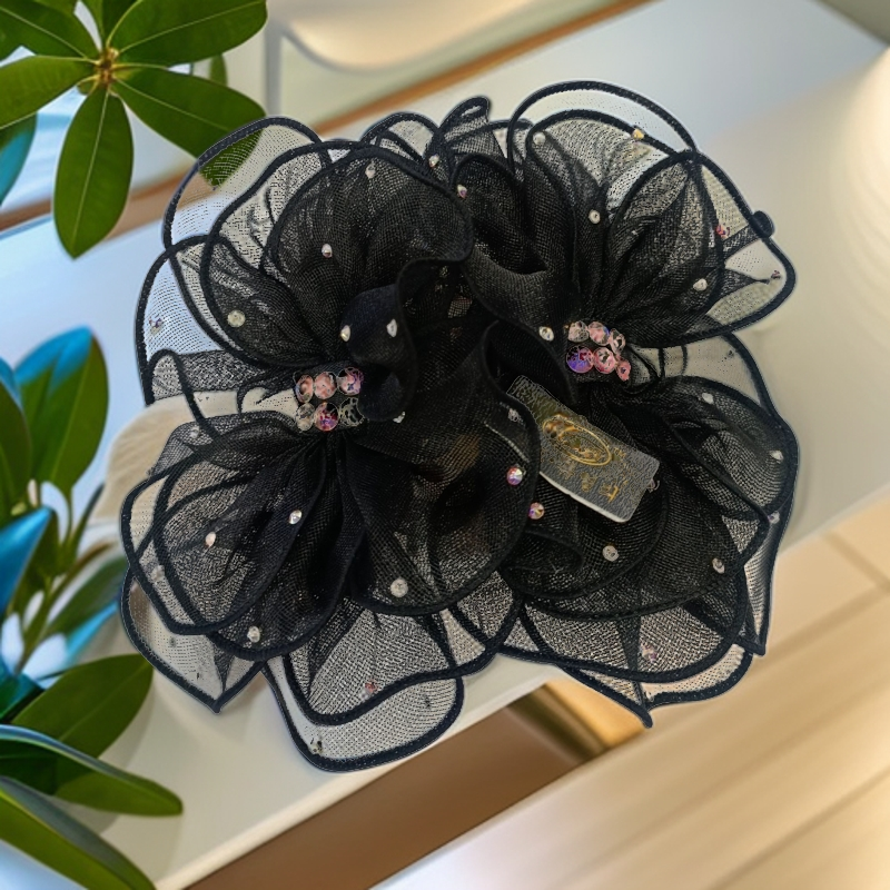 ZOHRA-韩纱品质发抓璀璨水钻点缀发夹绢纱优雅高级感抓夹