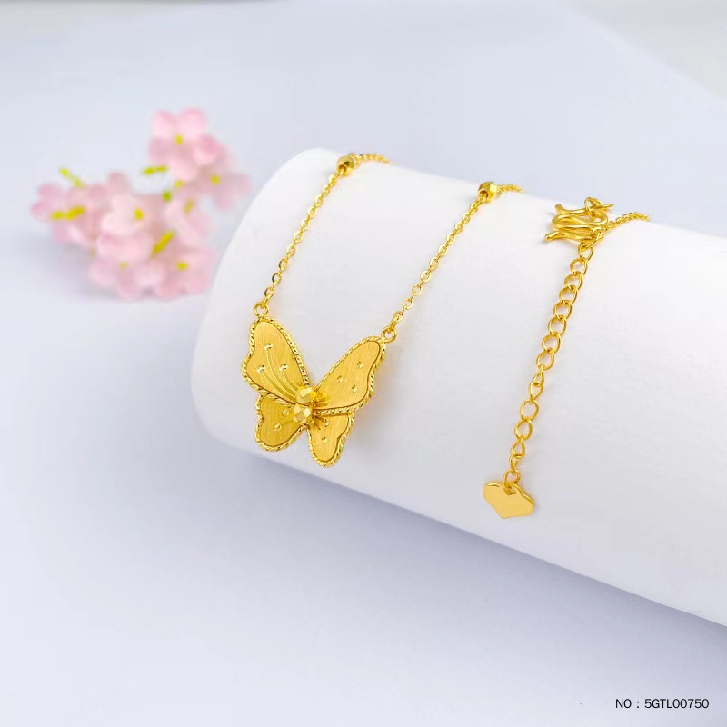 足金蝴蝶套链5G调节间珠999时尚百搭简约仙女超仙精致小众精美