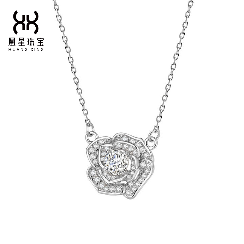 坠链均925银莫桑石 【午后花园系列】玫瑰项链轻奢气质百搭小众浪漫