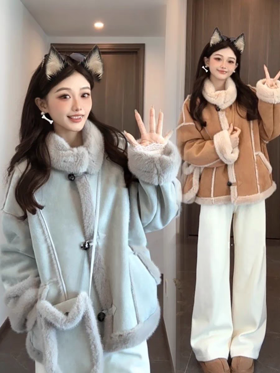 星期②⑨⑨中款环保毛外套减龄网红