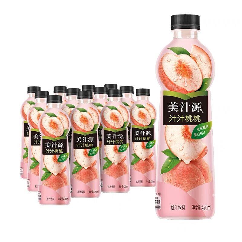 可口可乐 美汁源汁汁桃桃饮料420ml *6瓶装果汁桃汁夏季汽水k
